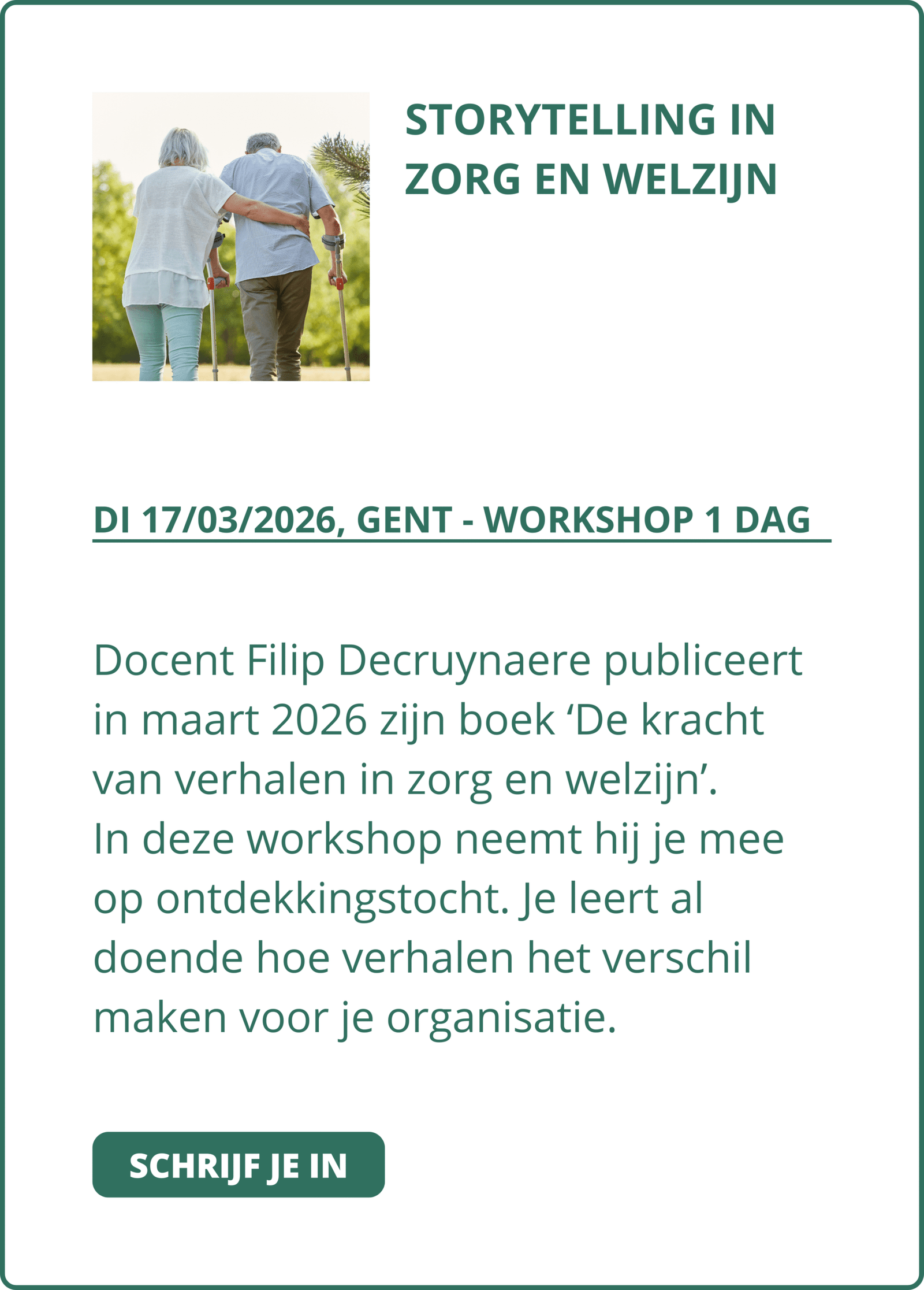 Workshop storytelling in zorg en welzijn Gent
